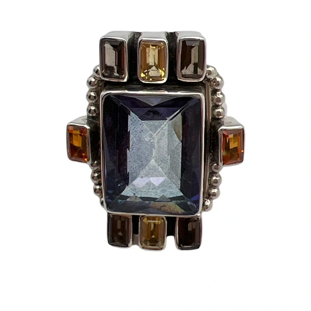 🦋NICKY BUTER RAJ LIMITED EDITION Blue Quartz Citrine Gemstone Ring Size 7 - Picture 6 of 13